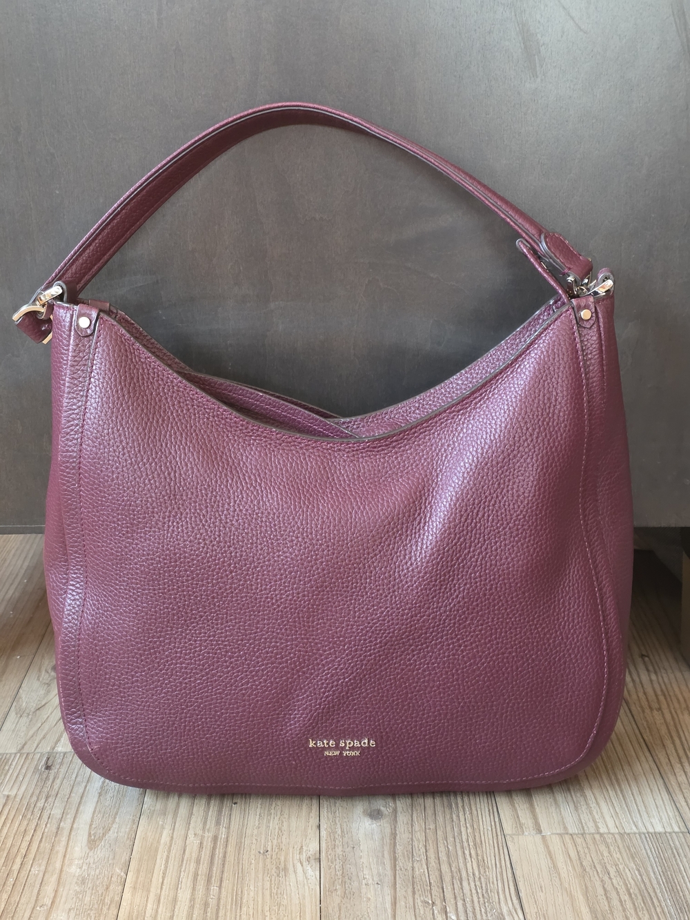 kate spade Burgundy Pebbled Leather Shoulder Bag